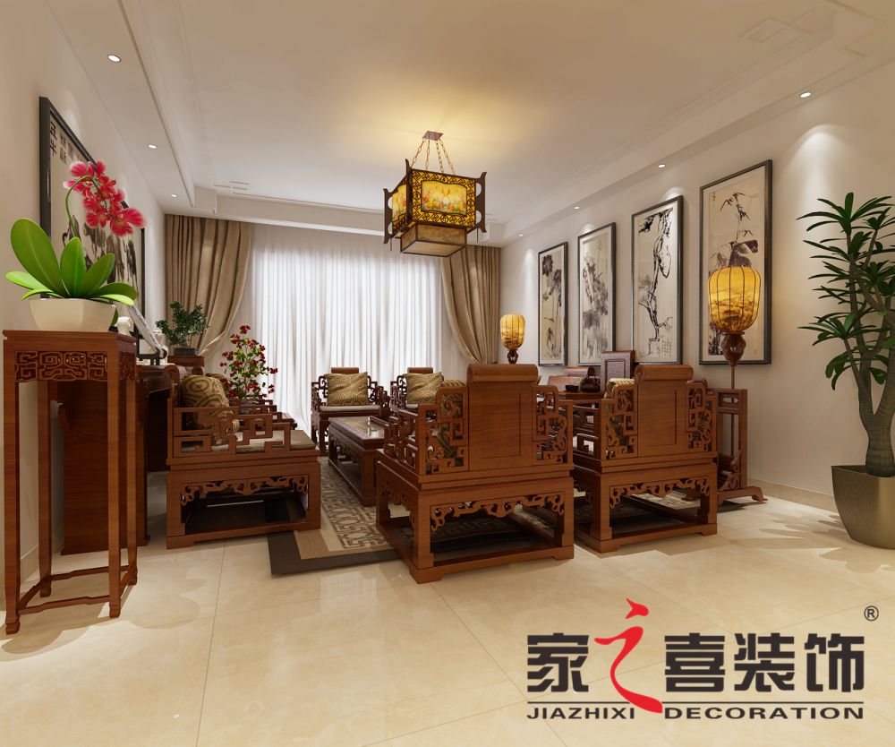 信阳好博平台_好博（中国）一站式服务平台中冶尚园 中式风格  110㎡